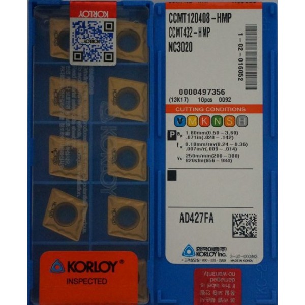 KORLOY - CCMT 120408-HMP NC3020